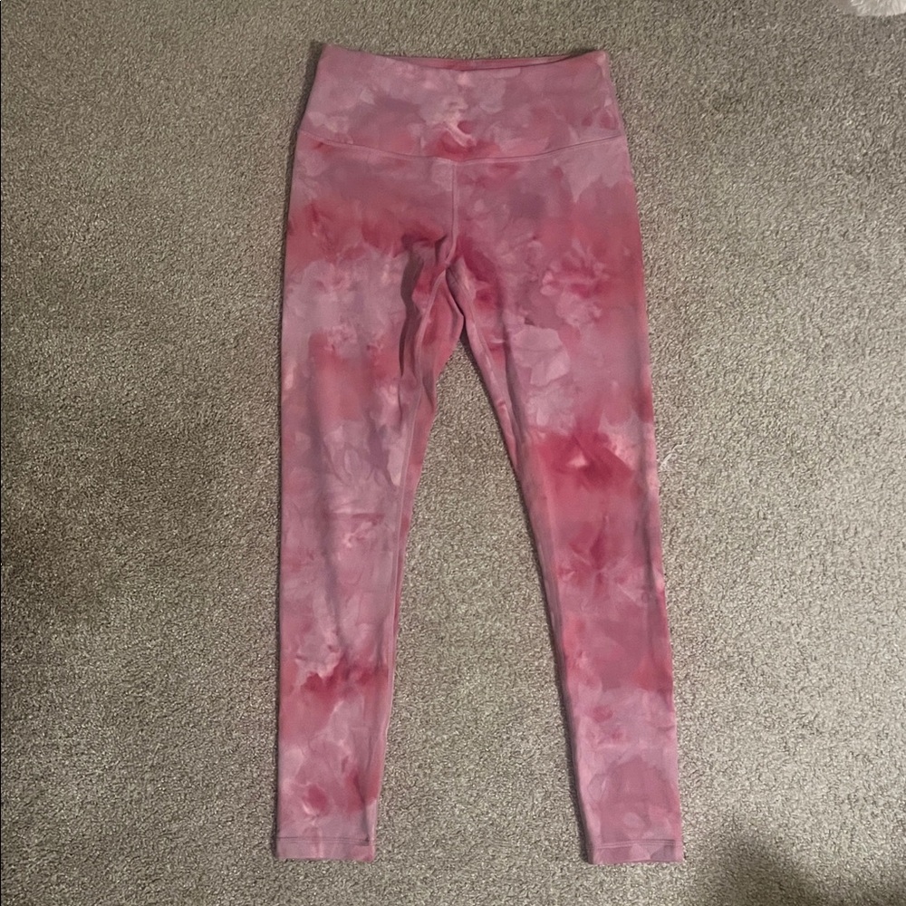 Zella Pink and White tie dye Leggings sz M
